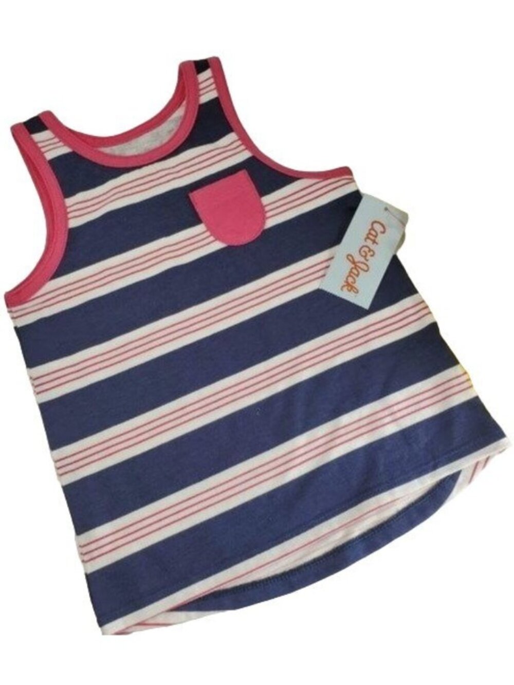 Cat Jack Tank Top Girls Knit Shirt Sleeveless Striped Blouse